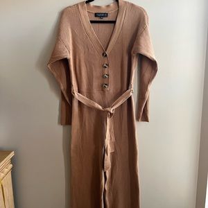 Eloquil tan sweater jumper with belt.